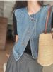 Fashionable Stylish Versatile Layered Denim Vest Women Spring Summer New Loose Short Sleeveless Jacket For Petite Casual_ecoleips.com