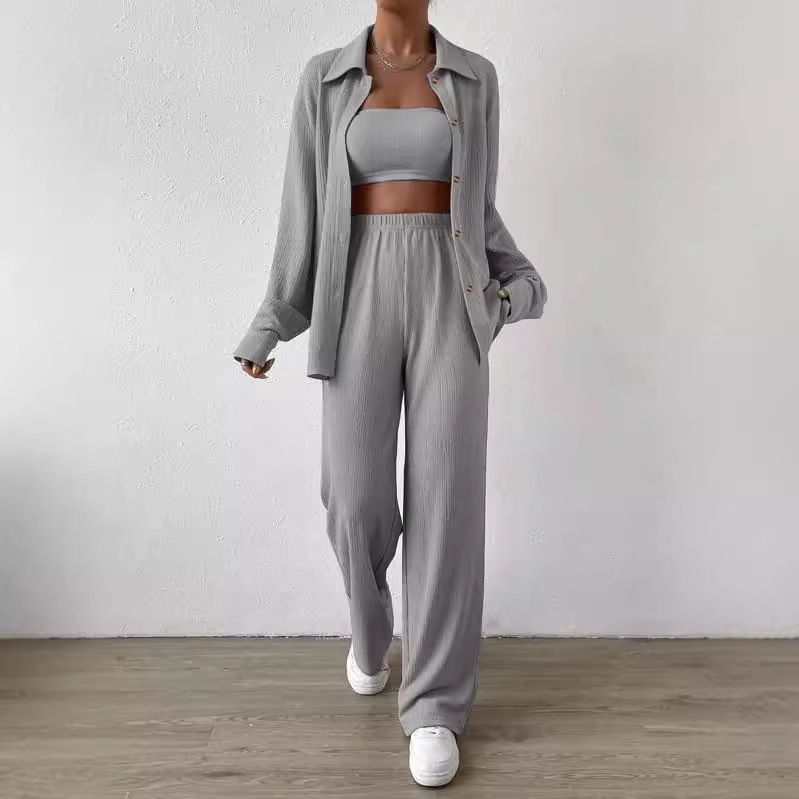 Plus Size Women's Loose Two Piece Set Solid Color Fashionable Spring Autumn Mid Length Apricot Blue Black Clothing_ecoleips.com