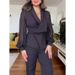 Women's Clothing New Fashion Hepburn Style High Waist Waist Wide Leg Jumpsuit Slim Lapel Top Jumpsuit_ecoleips.com