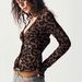 Women's Clothing Leopard Print V Neck Cardigan Slim Fit Button Design Fashionable Hot Girl Outfit Women's Top_ecoleips.com