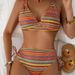Colorful Striped Bikini Halter Neck Push Up Two Piece Swimsuit Sexy Spa Beachwear Women's Clothing_ecoleips.com