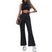 Voya 2026 Spring/Summer New Women's European And American Women's Fashion Sporty Casual Hollow-Waist Slightly Flared Versatile Waistband Pants_ecoleips.com