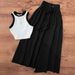 Women's Clothing Printed Sleeveless Top & A-Line Skirt Set – Stylish Office Wear, Polyester Blend_ecoleips.com