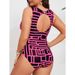 Women's Clothing Fat Woman Large Size Multicolor Plaid Print Slim Backless One Piece Bikini Swimsuit Women_ecoleips.com