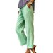 Women's Striped Cotton Linen Pants with Stretch Waistband And Pockets Casual Loose Fit Straight Leg European And American Style_ecoleips.com