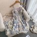 Women’s Clothing French Oil Painting Floral Dress Female Temperament Design Waist Romantic Seaside Holiday Suspender Long Dress_ecoleips.com
