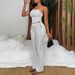 Women's Summer Set Striped Hollow Out Lace Up Top And Pants Two Piece Casual Elegant Outfit_ecoleips.com