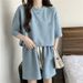 Embroidered Pattern Sports Suit, Simple New Design, Summer Thin Loose Plus-size European And American Style Short-sleeve_ecoleips.com
