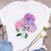 European And American Cross-border Foreign Trade Women's Floral Plant Print Round-neck Short-sleeve T-shirt Top_ecoleips.com