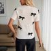 Women's Color Block Bow Detail Jacquard Sweater – Round Neck, Lightweight & Stylish (S-XL)_ecoleips.com