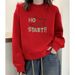 High-end Pure Cotton Red Sweatshirt Women, Autumn And Winter 2026 New Model, Fleece-lined, Thickened, Loose-fitting,_ecoleips.com