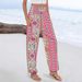 Women's High Waist Printed Jogger Pants – Loose Fit Elastic Cuff Lounge Pants For Casual & Streetwear (White/Black/Orange/Pink/Blue/Red/Multi-Color)_ecoleips.com