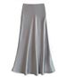 High Waist And Thin Medium And Long Satin Acetic Acid Silky Slippery Skirt 2024 Spring And Summer New Hip-wrapped Fishtail A-shaped Dress_ecoleips.com