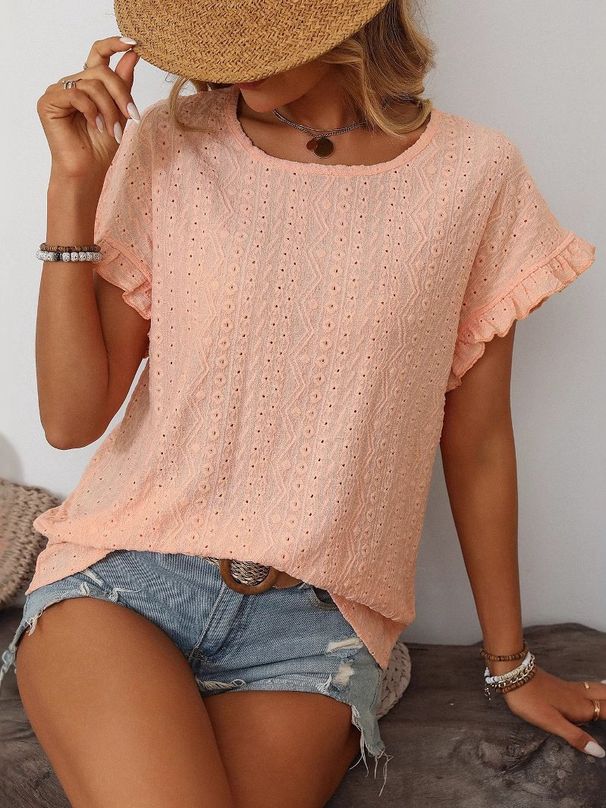 Women's Fashion European And American Cross-Border 2026 Spring/Summer New Solid Color Round Neck Sweet_ecoleips.com