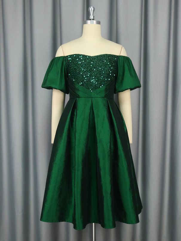 Vintage Off-Shoulder Sequin Dress - Elegant Glamorous Bodycon Party Evening Gown_ecoleips.com