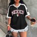 Summer Women's Y2K Slim Fit Top Short Sleeve V Neck Letter Print Loose Straight Cut Street Style_ecoleips.com