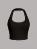 Women's U-Neck Spider Print Halter Top Stretchy Bodycon Crop Tee, Gothic Y2K Streetwear Sleeveless Tight Fit Casual Summer Tops_ecoleips.com