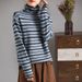 A High-Neck Casual Women's T-Shirt Top, Perfect For Autumn/Winter Wear As A Retro-Style Layering Piece For Daily Commuti_ecoleips.com