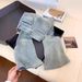Women's High-Waisted Slim-Fitting Flared Jeans Sparkly Star Rhinestone Detail American Style Petite Spring Horse-Length Pants_ecoleips.com