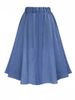K Women's Loose A-Line Denim Dress With Buttons And Elastic Waist_ecoleips.com