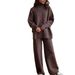 Women's Clothing Autumn/Winter Casual Loose Turtleneck Knitted Sweater Set Style Solid Color Fashion For Women_ecoleips.com