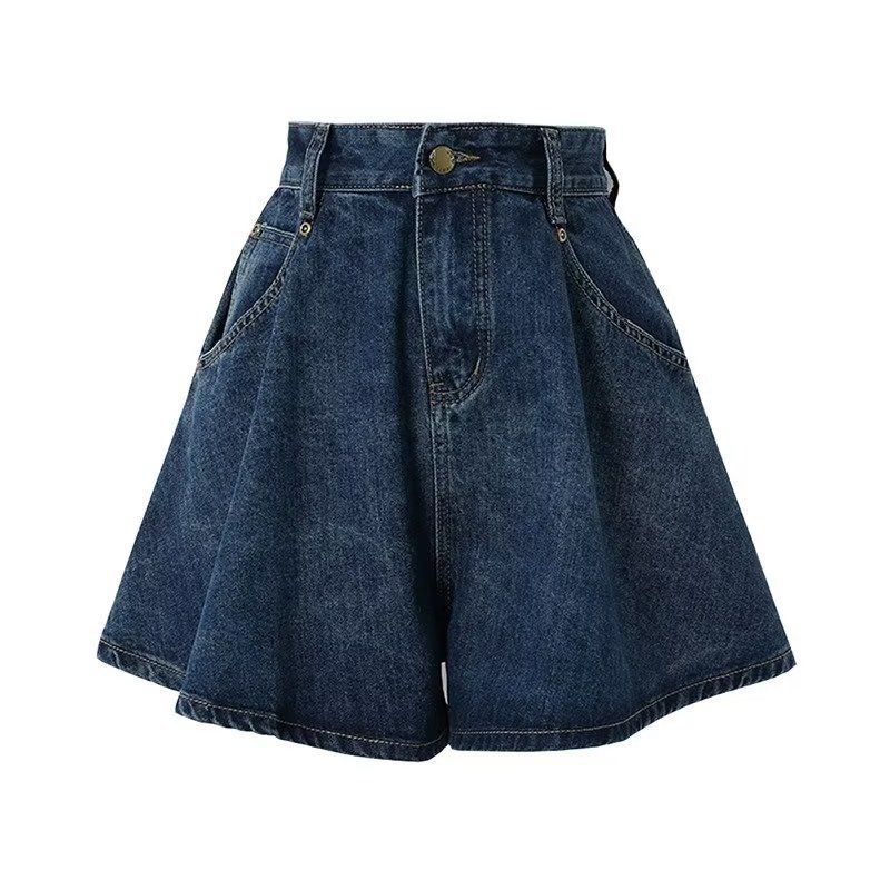 Non-elastic 2026 Summer Large Size Denim Mm Loose New Thin Word Wide Shorts High Waist Small Wide Legs_ecoleips.com