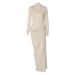 2025 Autumn New Fashion Sexy Slim Backless Button Solid Color Long Sleeve Dress Wholesale_ecoleips.com