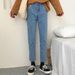 New Autumn And Winter Korean Chic Style High-waisted Simple Black Casual Pants, Straight-leg Slim-fit Cropped Jeans For_ecoleips.com