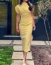 Women's Clothing Summer New Solid Color One Shoulder Sleeveless Slim Slit Dress_ecoleips.com