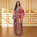 Colorful Hot Fix Rhinestone Pattern Batwing Sleeve Dress for Women for Everyday Outings And Family Gatherings Loose Fit Muslim Fashion_ecoleips.com