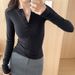 ng2510292 Sweet And Spicy Girl Long Sleeve T-Shirt For Women, Autumn 2024 New Model, V-Neck Slim Fit Design, Versatile Top_ecoleips.com