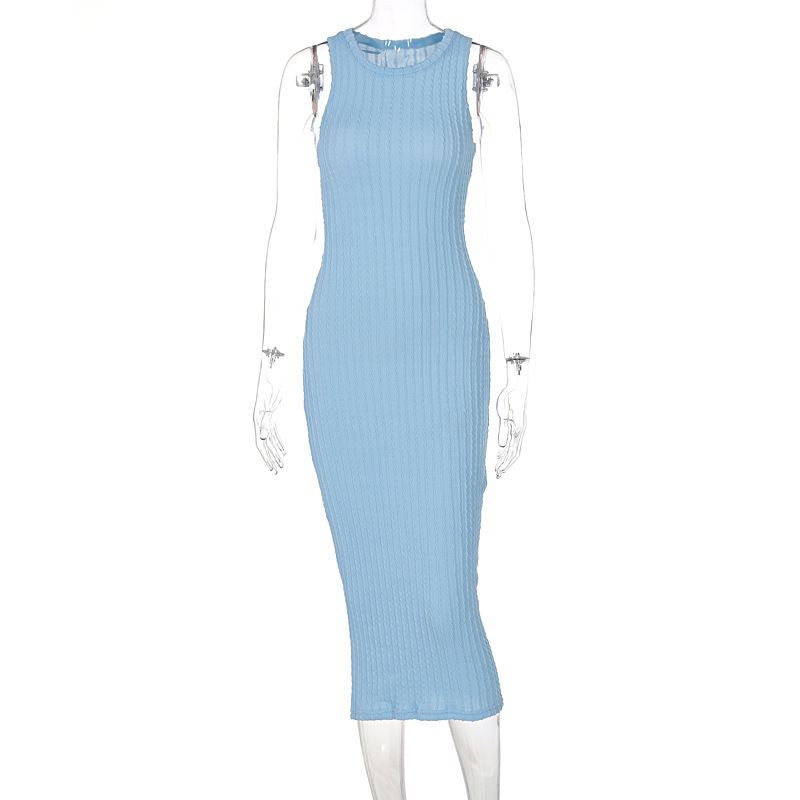 2025 New Autumn Casual Knitted Sleeveless Round Neck Dress For Women Wholesale From European And American Cross-Border_ecoleips.com