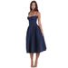 In Stock 2024 Summer Niche Style Patchwork Casual Slip Dress, Solid Color, Waist-cinching, Slimming, Large Hem Dress_ecoleips.com