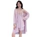 Women's Summer New Ice Silk Pajamas, Sexy Lace Camisole Robe Five-piece Set With Chest Pads, Trendy Plus-size Loungewear_ecoleips.com