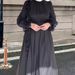 Elegant One-Sided Ruffle Long Dress With Petal Sleeves – Sea Blue / Silvery / Graphite (S-XL)_ecoleips.com