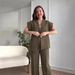 Women's Clothing Spring New Style Temperament Irregular V Neck Top High Waist Trousers Suit Suit_ecoleips.com