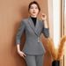 Professional Women's Suit Set - Elegant Long Sleeve Blazer & Trousers For Business Office, Formal Occasions (Black, Navy, Gray)_ecoleips.com