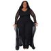 Women's Clothing New Style Plus Pocket Long Sleeve Stitching Elastic Jumpsuit Women_ecoleips.com