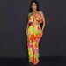 Women's Clothing Printed ruffled sling wide leg two piece suit_ecoleips.com