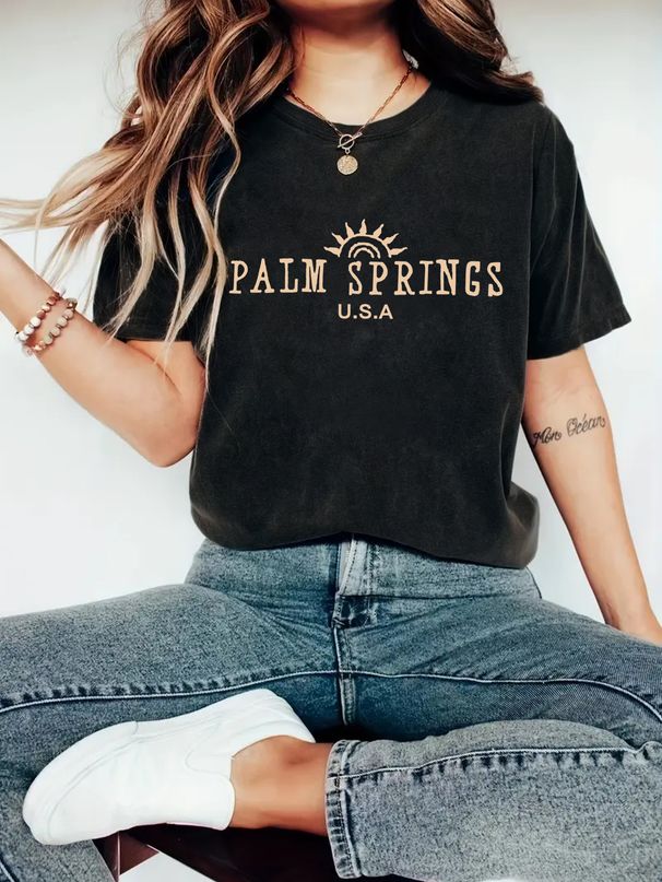 Women's Casual Round Neck Short Sleeve T-Shirt Multi-Color American Style Simple Fashionable Sports Top Solid Printed Loose Fit_ecoleips.com