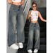 Women's Vintage Wide Leg Jeans - Retro Washed High Waist Loose Fit Denim Pants, Dark Blue & Sea Blue Flared Trousers For Boho & Street Style_ecoleips.com