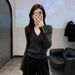 French-style Elegant Gray V-neck Sweater For Women, Autumn/winter 2026 New Model, Can Be Worn An Outer Layer Or As A_ecoleips.com