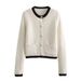 Women's Clothing Summer New Women's Button Decorated Knitted Cardigan Jacket_ecoleips.com