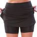 Summer Women's Solid Color Mid Waist Skirt Pants American Style Sporty Casual Look Faux Two-Piece Pocket Short Skirt_ecoleips.com