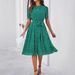 Women's Elegant Casual Polka Dot Print Dress Tie Up Spring Summer_ecoleips.com