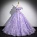 Women's Clothing Elegant Off-Shoulder Purple Ball Gown For Vocal Performances & Galas – Flowing Tulle Dress With Corset Lacing (Violet, XS-XXXL)_ecoleips.com