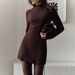 Long-sleeved Semi-turtleneck Dress Knitted Skirt 2025 Spring Foreign Trade European And American Temperament Playful A-word Short Skirt_ecoleips.com