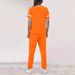 Women's Spring Summer Two Piece Set Round Neck Short Sleeve High Waisted Side Pocket Pants 3506Z32_ecoleips.com