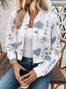 Women's Clothing Spring Elegant Women's Zipper Floral Print Long Sleeved Short Casual Jacket Coat_ecoleips.com