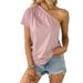Aria Basics Aria Basics Cross-border Foreign Trade 2026 Summer Pullover European And American Women's Pleated Top Unique Pink Off-Shoulder_ecoleips.com